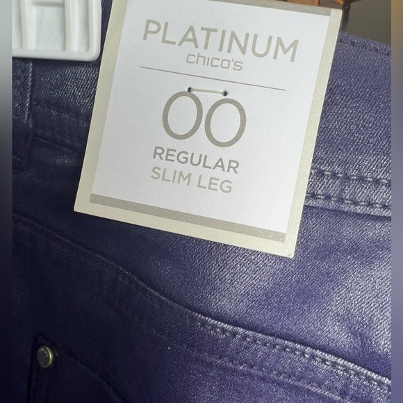Chico’s Platinum Plum Coated Denim Pants - Picture 8 of 12